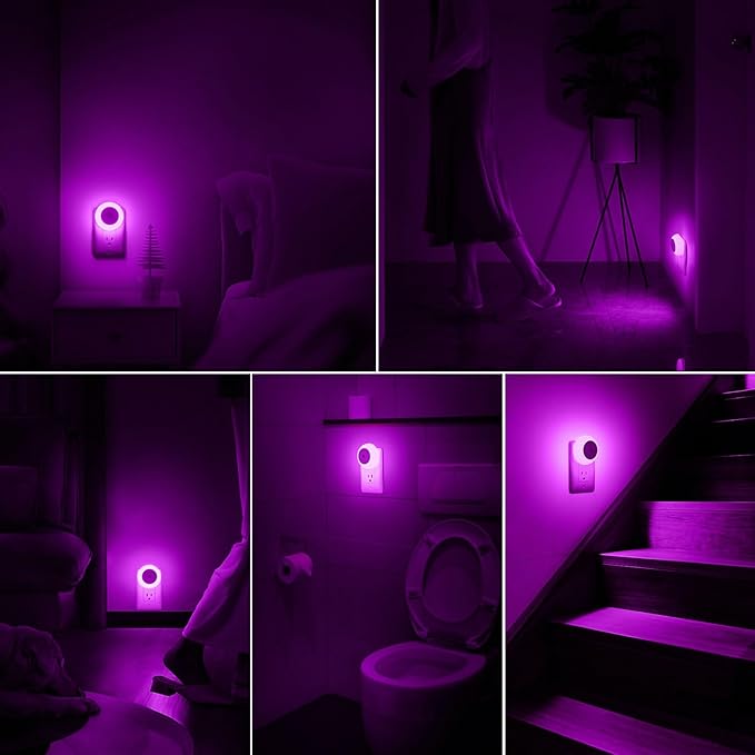 fesnne Night Light, Night Lights Plug into Wall, Dusk to Dawn Sensor, Pink Led Night Light 0.5W, 2 Pack Nightlight for Adults, Bedroom, Bathroom, Hallway, Kitchen