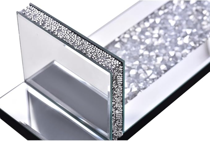 Aeveco Crystal Crush Diamond Mirrored Candle Sconces, Silver Wall Candle holder set of 2, Wall decorations for Living Room，Dining Room (Rectangle (style 4))