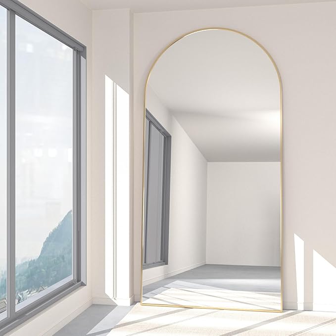 Arched Floor Mirror 76"x34" Gold Arch Full Length Mirror with Stand Large Wall Mirrors Full Body Mirror Standing Hanging or Leaning Against Wall for Bedroom Entry, Bedroom, Living Room