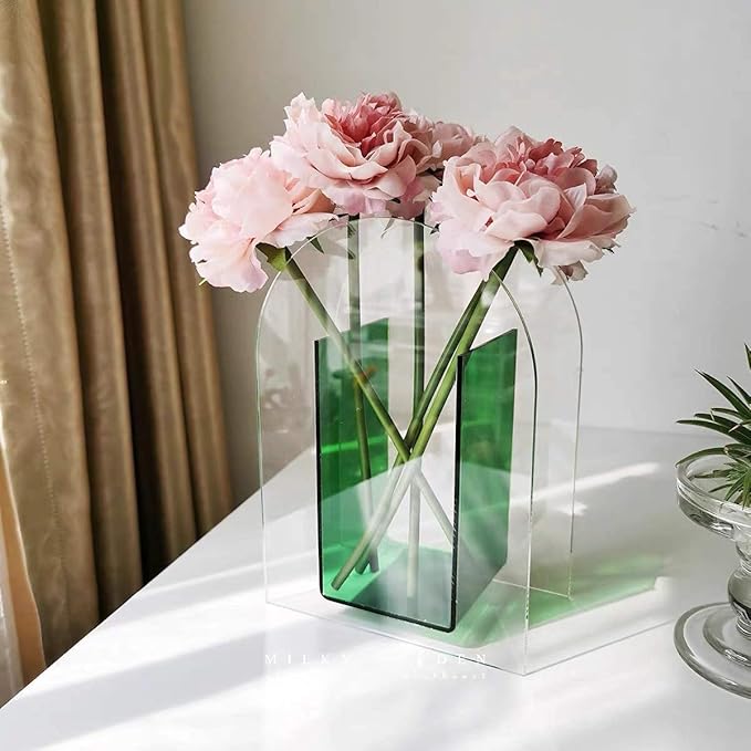 Acrylic Flower Vase Make-up Brush Organizer Elegant Modern Design Vase for Home Office