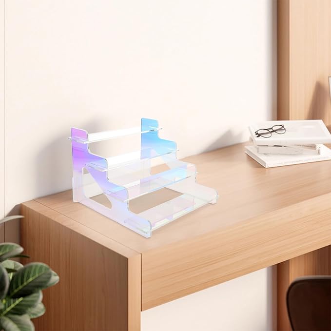 Iridescent Acrylic Display Risers Stand Perfume Dessert and Cosmetic Organizer Desktop Display Shelf