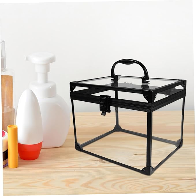 Transparent Lockable Jewelry and Cosmetic Organizer Case for Travel and Home Use Clear Makeup Display Box for Vanity Bathroom Dresser with Ample Storage Capacity