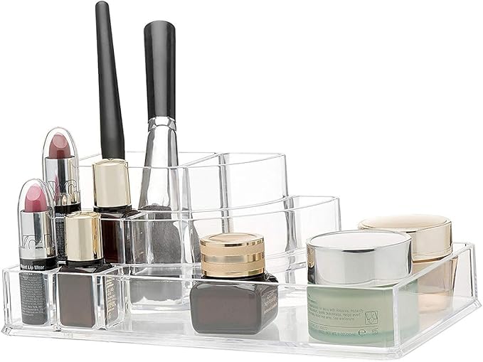 SciencePurchase Clear Acrylic Makeup Organizer with 3 Large Drawers and Removable Top Storage for Lipstick and Cosmetics - See-Through Jewelry Chest Case Holder