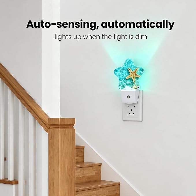 Night Light Plug-in into Wall Dusk to Dawn Smart Sensor White Led Nightlight for Bedroom Bathroom Kitchen Hallway Stairs Energy Efficient Decor Desk Lamp Beach Decor