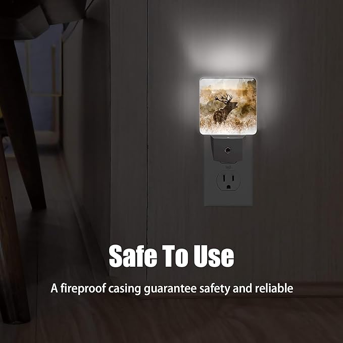 Deer Autumn Fall Night Light Plug in Wall Lamp Smart Dusk to Dawn Sensor for Home Decorative, Kids Room Bedroom Bathroom Kitchen Hallway Gifts