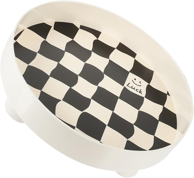 GLEAVI Large White Black-and-White Chessboard Pattern Decorative Tray, Jewelry Holder and Makeup Organizer for Bathroom Vanity and Desktop Storage