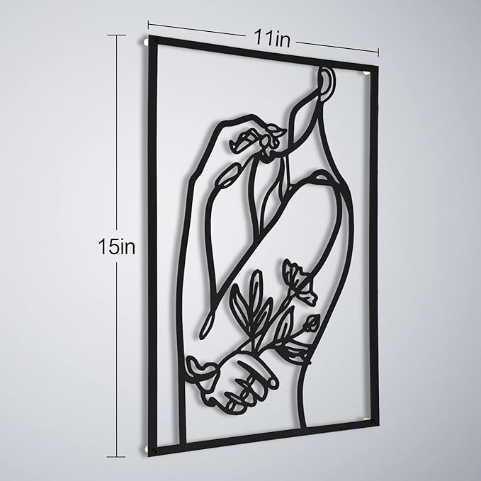 AGIOTA 3 Pcs Wall Decor Above Bed Minimalist Wall Art for Living Room Metal Line Art - Female Body, Black Room Decor for Bedroom Modern Wall Art for Indoor 15inch