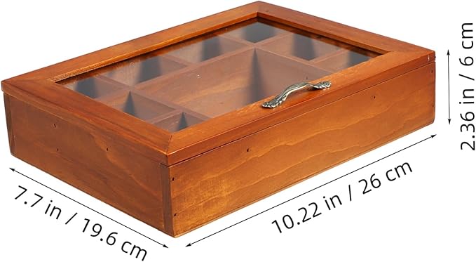 PRETYZOOM Jewelry Box Chinese Wooden Divided Box Cover Makeup Organizer for Desk