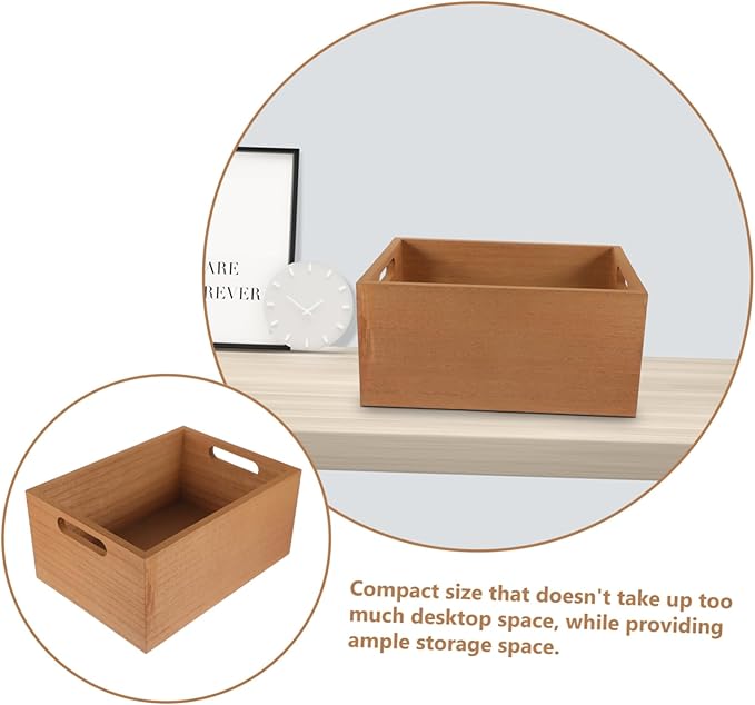 Holibanna Desktop Storage Box Rustic Wooden Organizer for Makeup Jewelry Sundries Compact Design Sturdy Vintage for Home Office for Toys Miscellaneous Items