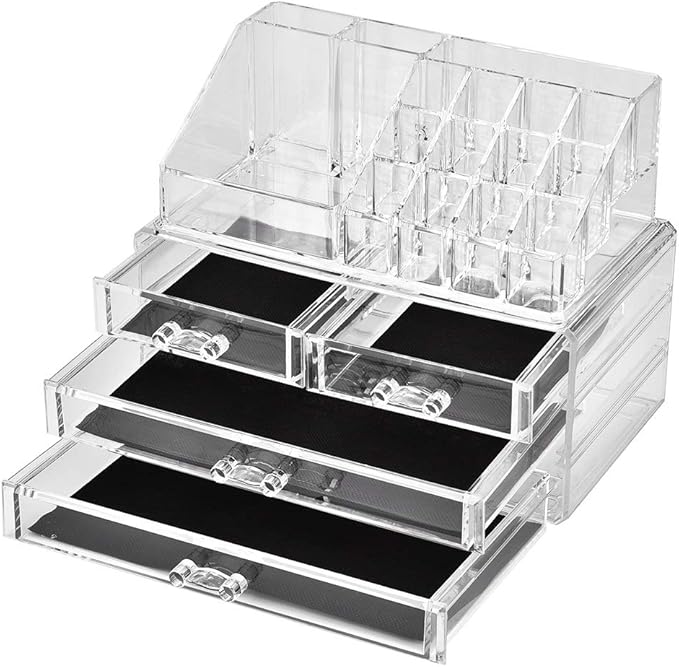 Clear Makeup Cosmetics Organizer Jewelry Storage Box, Multi Layer Jewelry Case with Drawers, Transparent Compartment Design for Dressing Table, Eco - Friendly PS Material