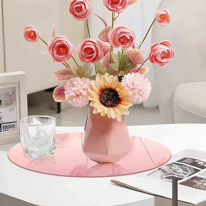 14 Pcs Acrylic Round Mirror for Tables Centerpieces, 8 inch Circle Mirror Tiles Tray for Wedding Wall Home Living Room Bedroom Decor, Small for Crafts (8in/20cm)