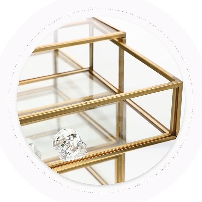 PRETYZOOM Multi Drawer Tabletop Storage Case Elegant Jewelry Organizer Transparent for Cosmetics Rings Earrings Bracelets Space-saving Design for Home Office Use