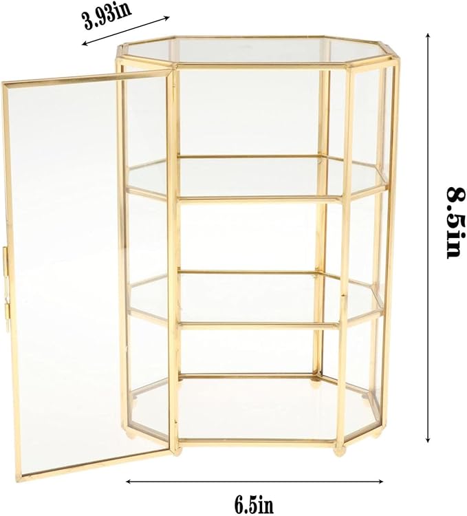 VUFVOID 3-Tier Jewelry Box Glass Makeup Organizer Jewelry Box Multifunction glass display case for Table Decoration Storage
