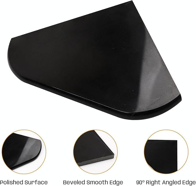 Black Marble Corner Shower Shelf, 8 Inch Carrara White Marble Corner Shelf for Bathroom Shower Decor, Wall Mounted, Polished, 1 Pcs