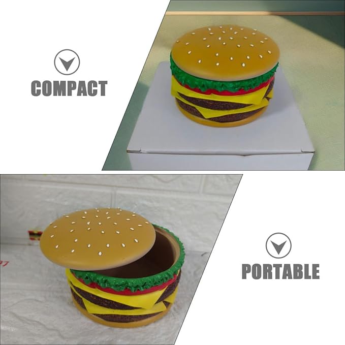 MAGICLULU Resin Hamburger Jewelry Box Small Storage Container Trinket Organizer with Lid for Bracelets and Makeup Accessories Home Vanity Organizer