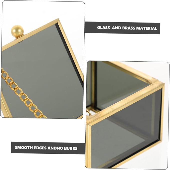 Elegant Square Glass Jewelry Box with Lid Vintage Trinket Holder for Rings and Necklaces Stylish Keepsake Organizer for Makeup and Accessories Decorative Storage