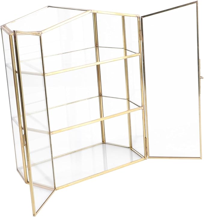 OUNONA 1Pc Glass Jewelry Box Aesthetic Desktop Cosmetics Organizer Durable Household Storage Case for Jewelry and Makeup Compact and Stylish Design