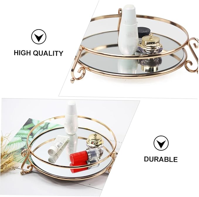 Cabilock 1pc Polishing Mirror Tray for Home Elegant Cosmetic Storage Holder Creative Makeup Organizer Stylish Vanity Decor for Products