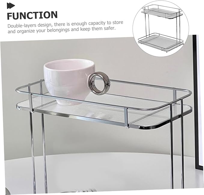 Cabilock 2tier Bathroom Countertop Organizer for Cosmetics Acrylic Storage Shelf Stylish and Sturdy Vanity Rack for Toiletries and Makeup Easy to Clean and Install Space-Saving for Bathroom