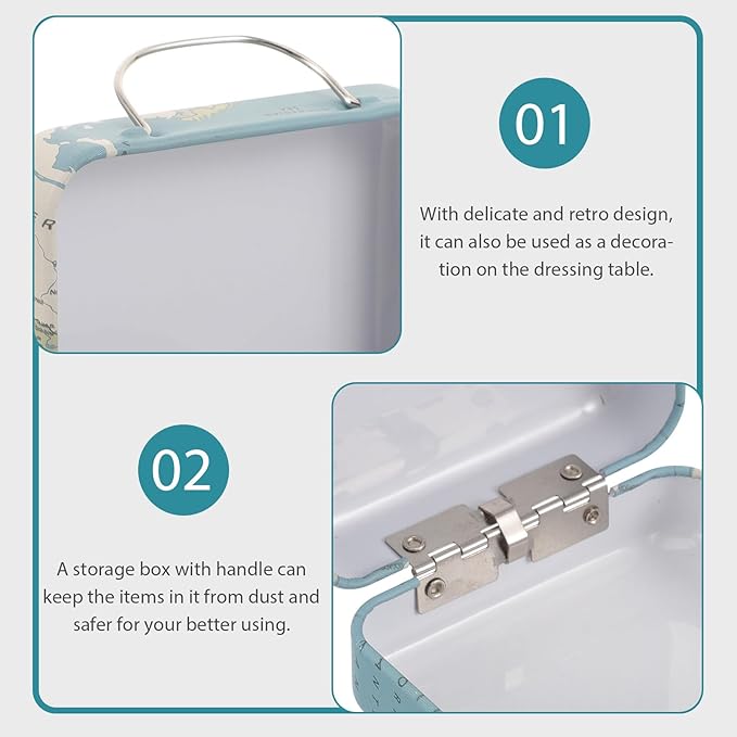 Vintage Mini Eyelash Storage Case Retro Small Jewelry Box Metal False Eyelash Container with Handle Travel Sundries Organizer for Makeup Accessories