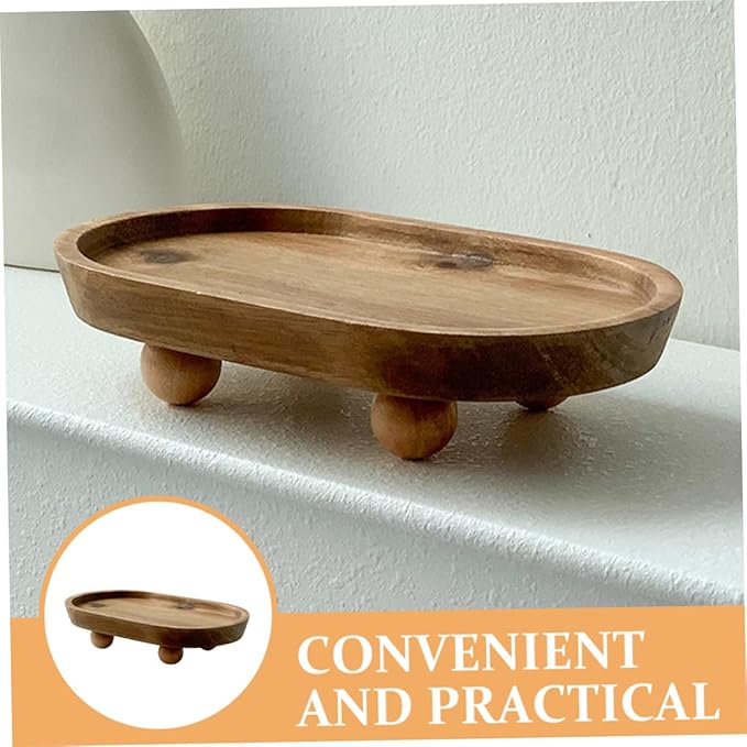 Totority Wooden Serving Tray Multi-Function Organizer Tray for Keys Makeup Rings Holder Dish Aromatherapy Display