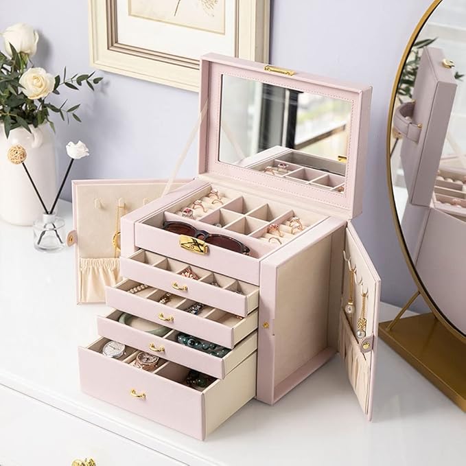 Makeup Organizers Jewelry Box Storage Box Large-Capacity Multi-Layer Jewelry Box Can Store Display Ring Bracelet Necklace Earrings Watch Jewelry Case (Color : A)