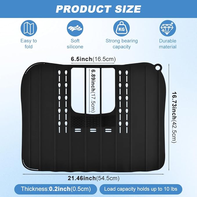 Bathroom Sink Cover for Counter Space, Foldable Silicone Makeup Organizer Mat for Over Countertop, with Hanging Loop Heat-Resistant Sink Cover for Makeup(Color:Black)