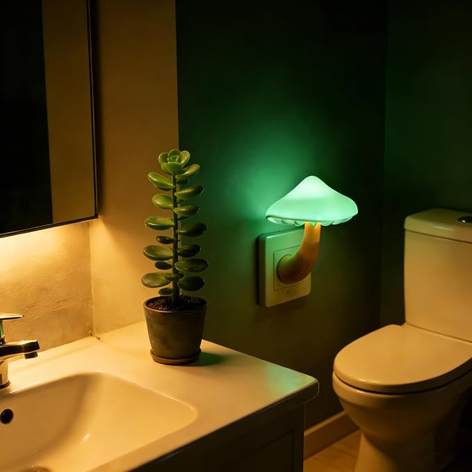 AUSAYE 2 Pack LED Mushroom Plug in Lamp Mushroom Night Light Mini Magic Night Lights for Adults Kids Gifts Green