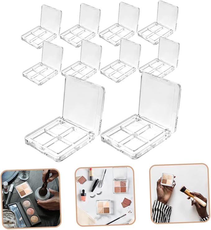 Healeved 10Pcs Eyeshadow Storage Boxes Cosmetic Organizer for Blush Lipstick Highlighter and Foundation Makeup Refill Travel-friendly Empty Pallets