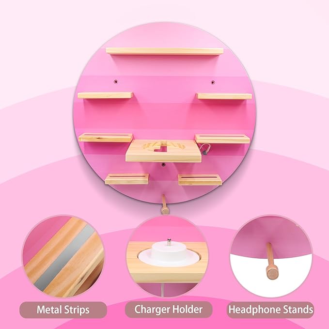 Taladad for TonieBox 2/1 and Tonie Shelf,Display Shelf RGB LED Light,Tonies Storage for 12-40 Tonie Figures Characters Magnetic Wall Shelf for Tonies Toniebox