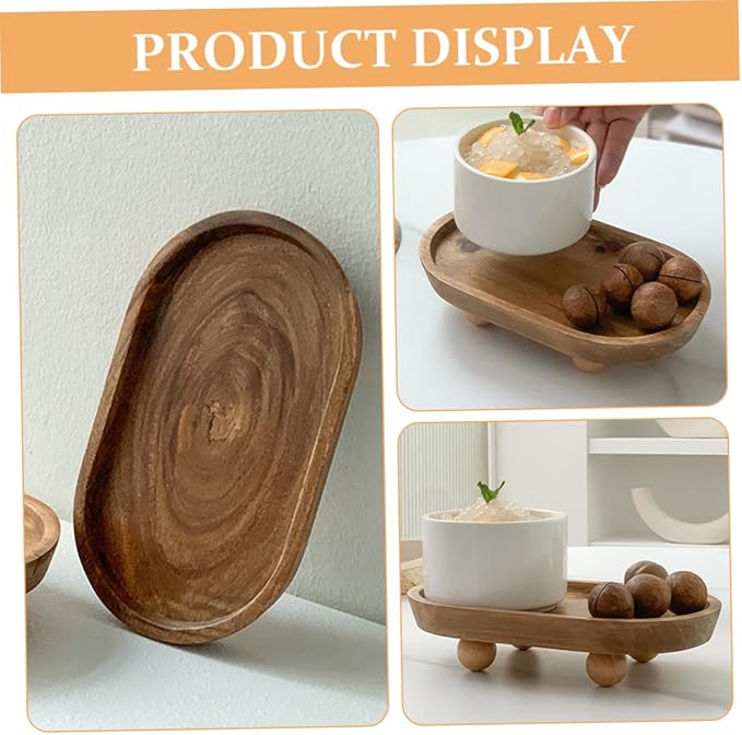 Totority Wooden Serving Tray Multi-Function Organizer Tray for Keys Makeup Rings Holder Dish Aromatherapy Display