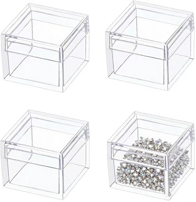 KissYou Small Acrylic Box with Lid Clear Candy Boxes for Display Graduation Wedding Birthday Party Candy Boxes Acrylic Decoration Plastic Square Cube