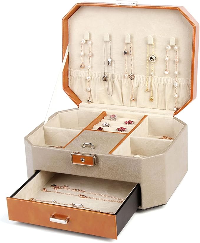 Makeup Organizers Double-Layer Jewelry Box High Capacity Jewelry Storage Box Large Space Jewelry Gift Box Jewelry Case