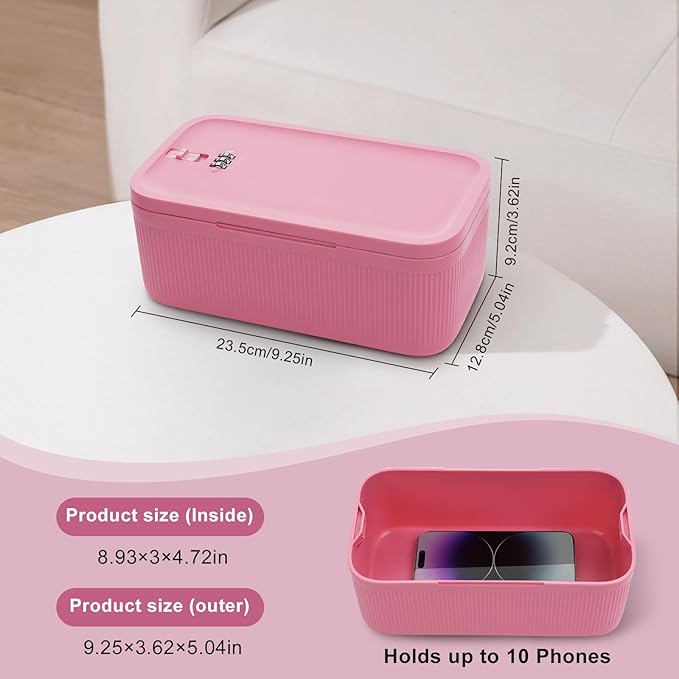 Lockable Storage Box, Small Lock Box with Combination Code for Phone/Medicine Safe/Food Home/Refrigerator/Office/Personal Items/Travel/Gift,9.25 x 5.04 x 3.62’’