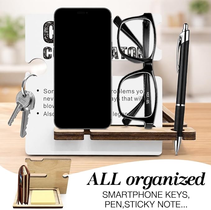 Inspirational Gifts for HR - Multi-functional Desk Organizer - Motivational Chao Coordinator Definition Office Quote Wooden Sign for Office Desk Shelf Decor