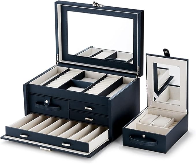 Makeup Organizers Lockable Jewelry Box Storage Box Four-Layer Jewelry Box Can Store Rings Bracelets Necklaces Earrings and Watches Jewelry Case (Color : C) (D)