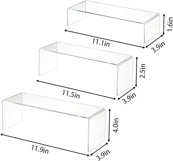 Yieach Large Clear Acrylic Risers Display Stands,6 Pcs Rectangular Display Risers for Funko Pop,Figures,Food,Showcase Collectibles Display Shelf,Retail Desktop Risers Display Stand and Decoration