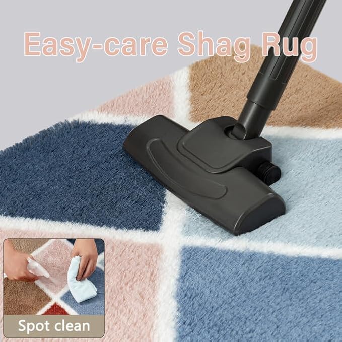 PureCozy 5x7 Checkered Rug for Living Room Rainbow Modern Soft Area Rug Fluffy Non-Slip Carpet for Bedroom Playroom Home Aesthetic Decor