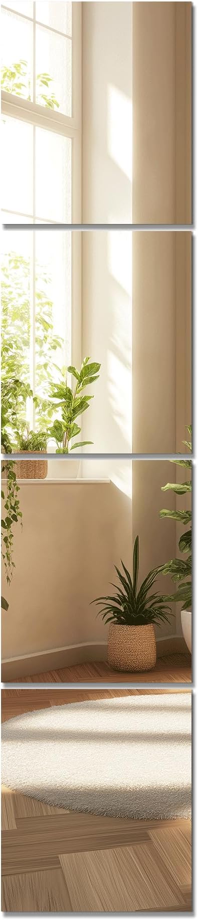 TRAHOME Home Gym Mirror Tiles for Wall, 14"x12"x4PCS Full Length Home Gym Workout Mirror for Garage, Bedroom, Living Room, Over The Door