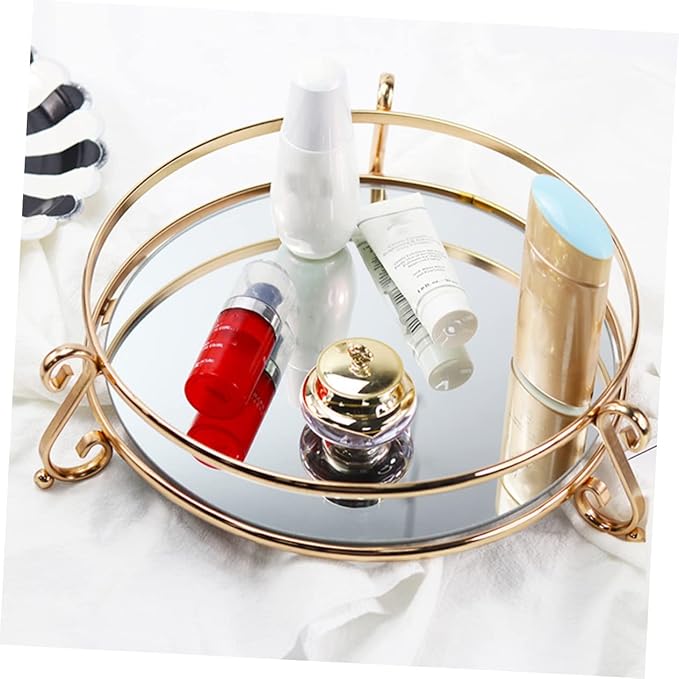 SOLUSTRE 1pc Creative Mirror Tray for Cosmetics Storage Elegant Desktop Organizer for Makeup and Jewelry Unique Home Decor and Design
