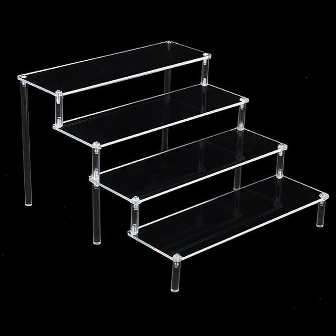 Acrylic Action Figure Display Stand 3 Step Perfume Cupcake Organizer Tray Holder Display Shelf for Makeup Doll - Clear Transparent Toy Model Shelf Risers for - 29.5x34.5x20cm