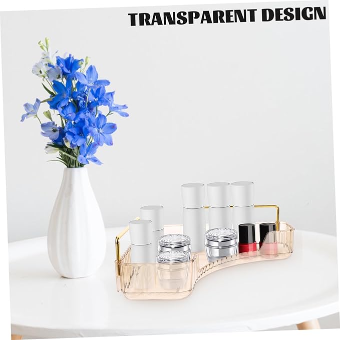 VOSAREA Triangle Makeup Organizer Shelf Single Layer Bathroom Countertop Tray Brown Cosmetic Storage for Perfume and Jewelry Suitable for Bedroom and Bathroom