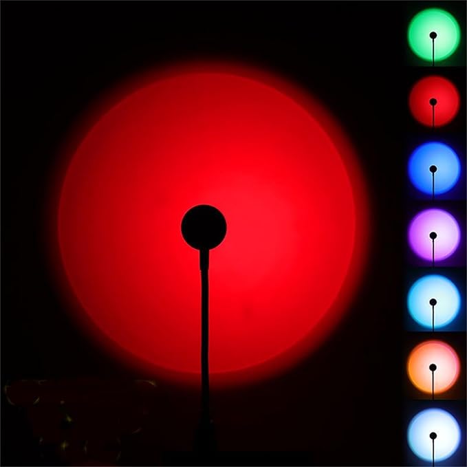 YOWOCAL Sunset Projection Lamp - 7 Colors & 13 Modes, USB-Powered Mood Light for Bedroom, Party, Relaxation | Plug & Play Sunset Light, Wall & Ceiling Projector, Romantic Decor Gift