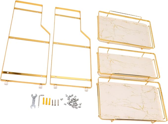Bathroom Storage Shelf, Multi Fuctional Makeup Organizer, Wall Mounted Corner Organizer Standing Rack for Living Room Bedroom Kitchen (3 Tier)