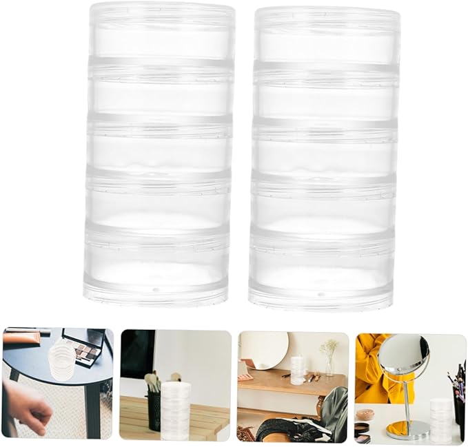 Alipis 3sets Jewelry Box Storage Round Small Storage Box Plastic Beads Button Case Desktop Makeup Organizer 2pcs*3