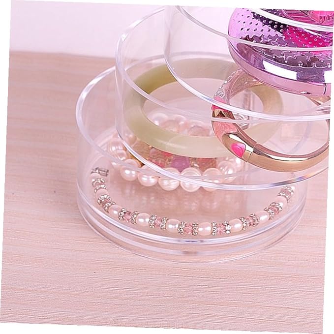 SHERCHPRY 2pcs Plastic Four-layer Rotating Jewelry Storage Box Cosmetic Organizer for Easy Access to Earrings and Items Desktop