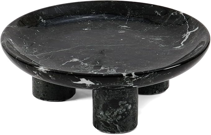 Black Zebra Marble Tray 8' inch Vanity Organizer, Perfume Display and Jewelry Dish, Bathroom Countertop Storage for Modern Home Decor