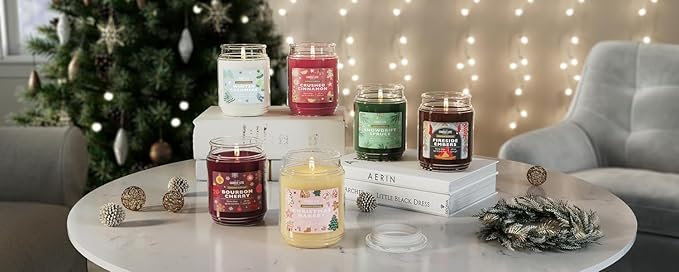 Candle-lite Holiday Scented Candles, Spruce with Balsam Bark & Cedarwood, 18 oz Single-Wick Jar, Proudly Poured in USA, Christmas Home Decor, 110 Hours of Burn Time, Holiday Gift for Men & Women