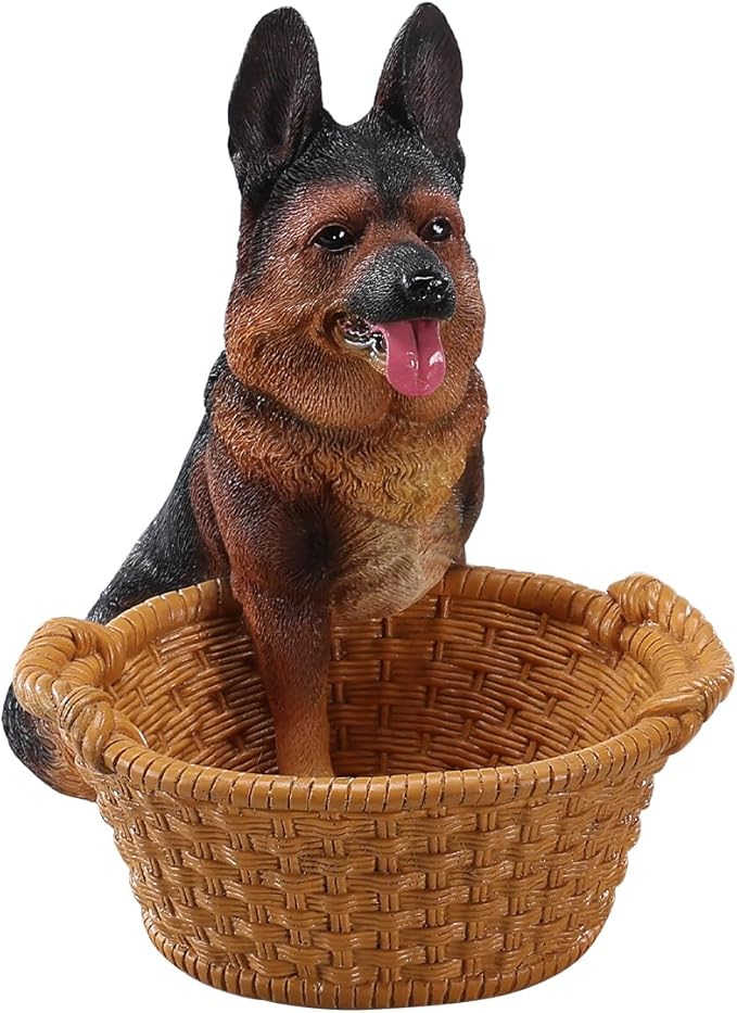 Dog Resin Storage Basket, Desktop Organizer for Remote & Keys, Cute Home Decor Tray, Ideal present for Pet Lovers.(German Shepherd)