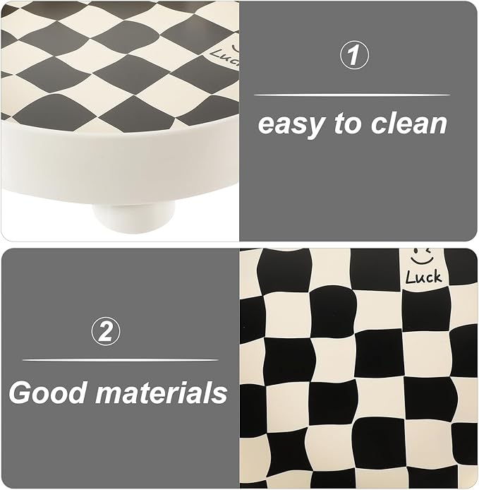 PRETYZOOM Black and White Chessboard Pattern Large Desktop Tray Decorative Storage Tray for Jewelry Makeup Perfume Trinkets Organizer for Home and Office